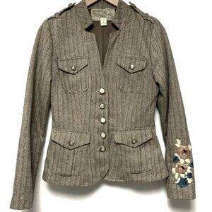 Nick & Mo Embroidered Herringbone Military-Style Jacket